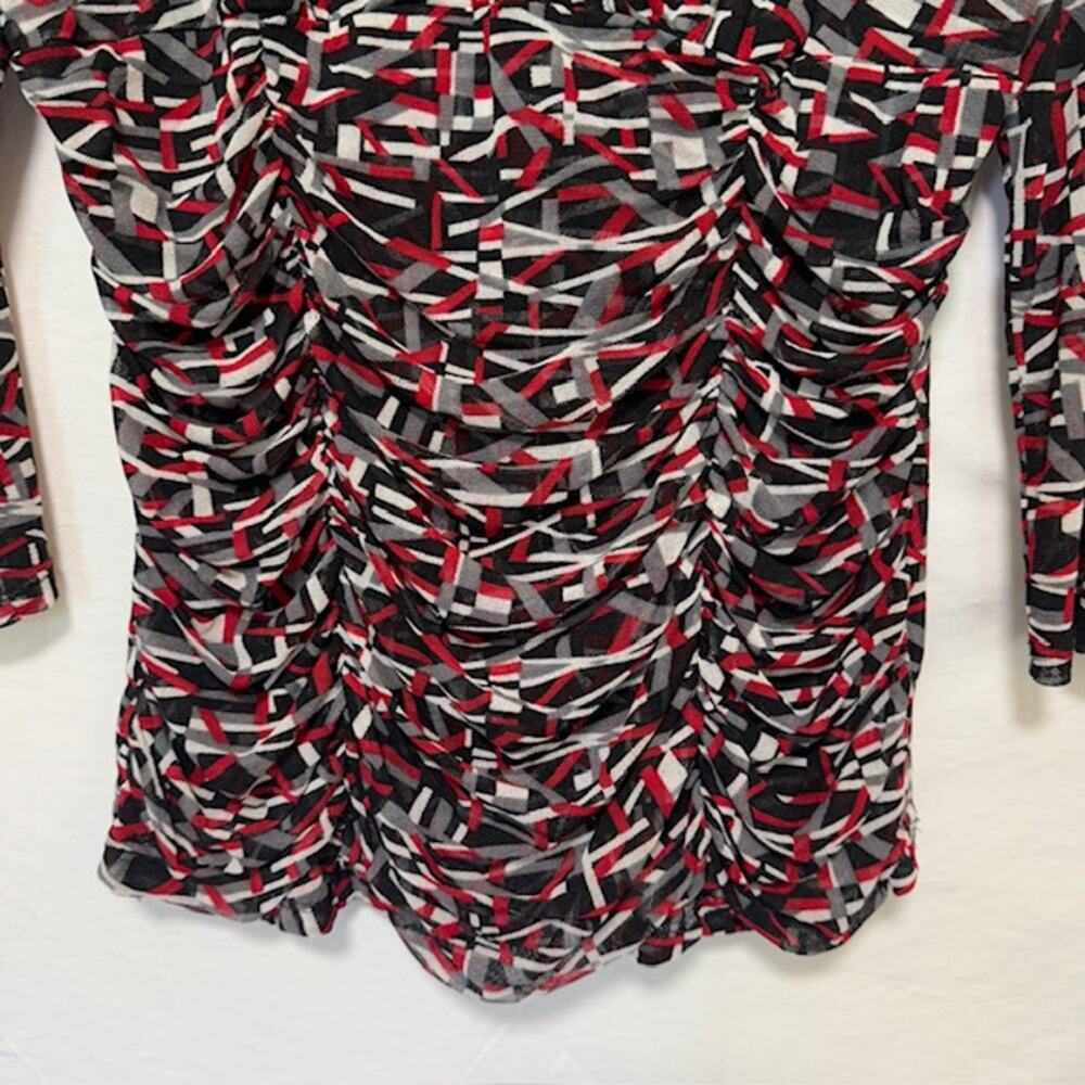Womens Vintage Y2K Babydoll Top M/L Geometric‎ Retro Mesh Boho Grunge 90s Rave - Picture 5 of 14